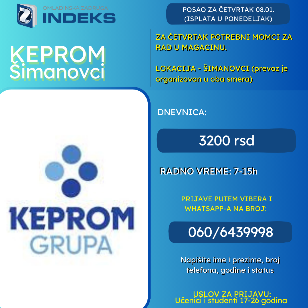 Keprom, Šimanovci posao u magacinu